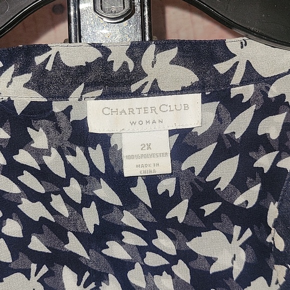 Charter Club Navy Blue Blouse - Picture 3 of 6